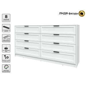 Kомод Тренд КТ-К197 (Белый ЛДСП/ Белый ЛМДФ) Ш1965 В1020 Г451